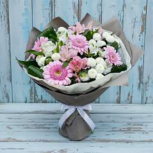 Букет цветов из:  Герберы, Альстромерии и Хризантемы в Кривянской