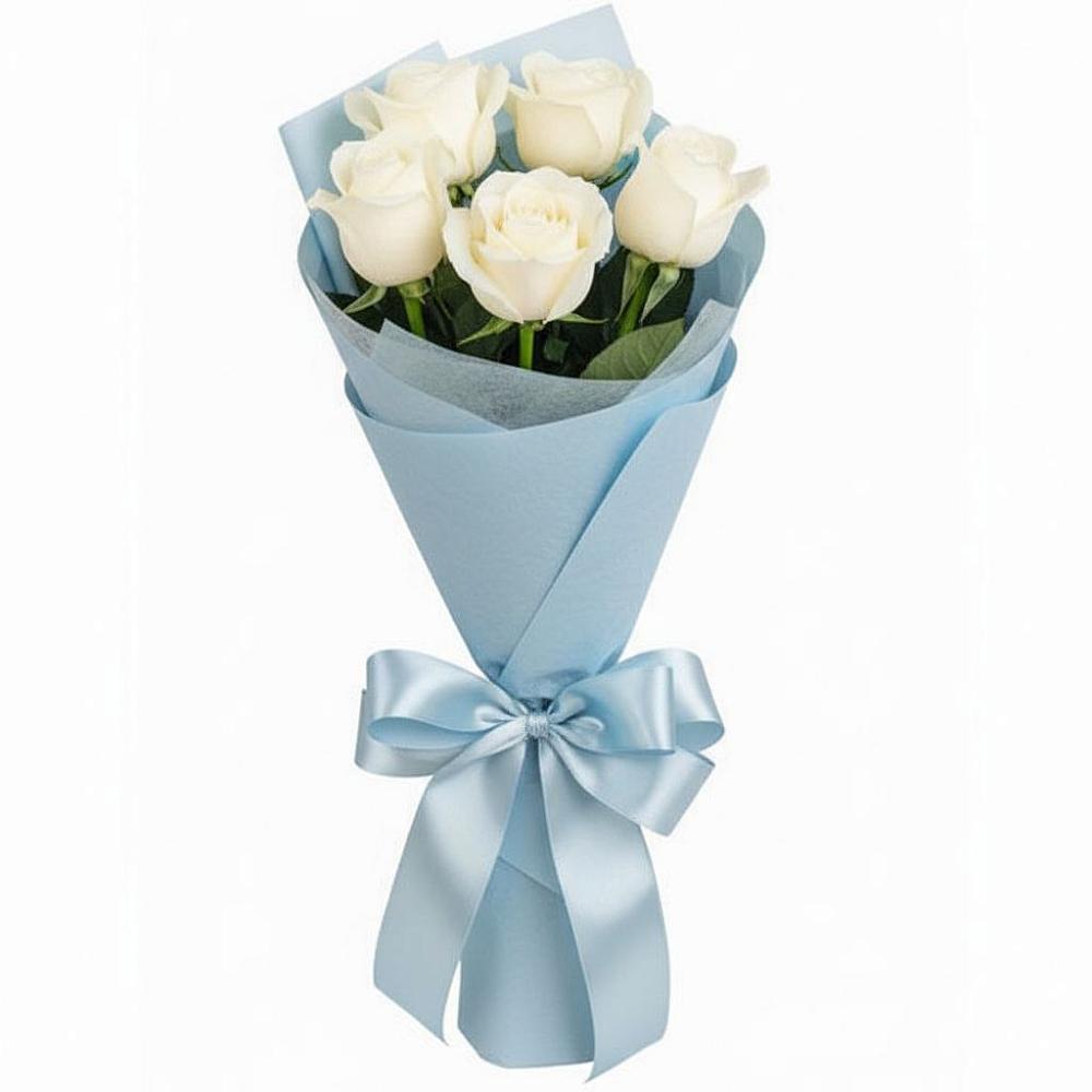 Букет 5 Белых роз Проуд в Кривянской