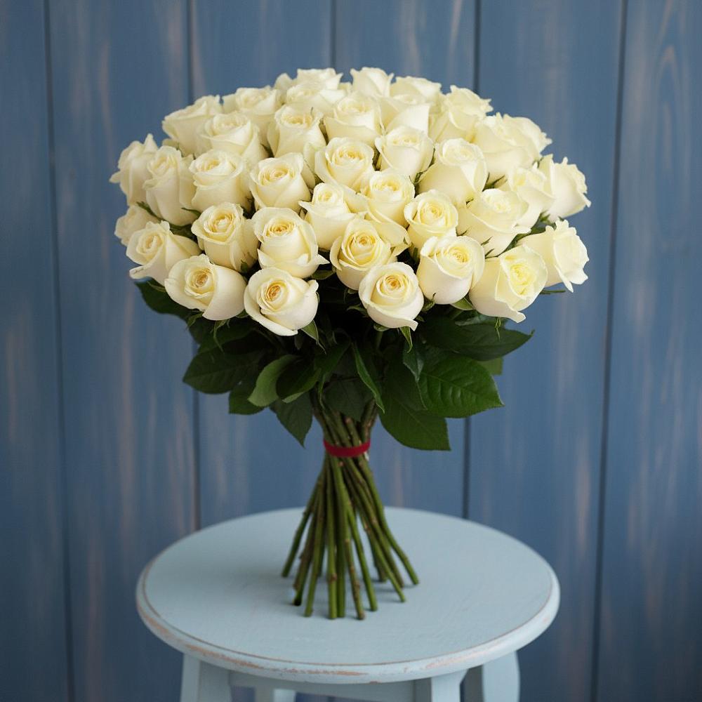 Букет 51 Белая роза Эдлесс Лав в Кривянской