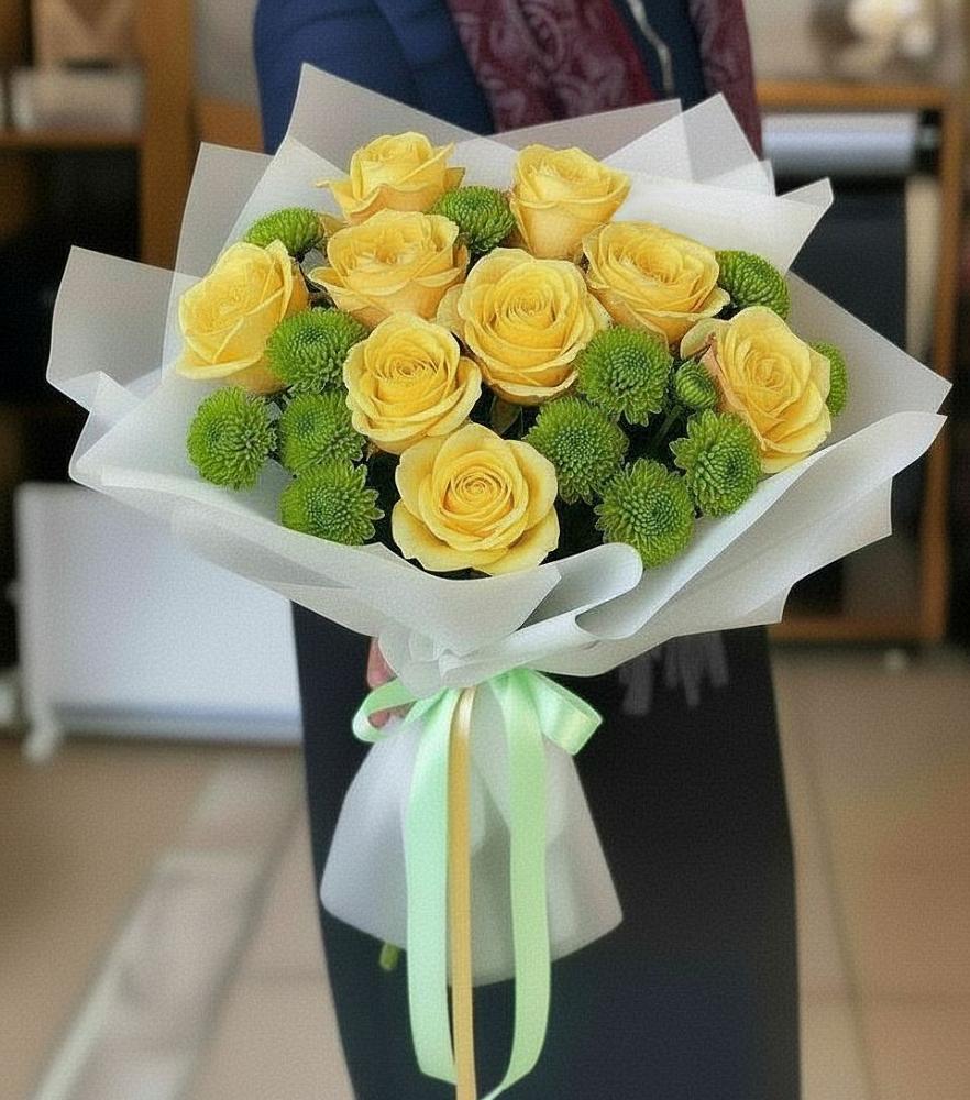 Букет цветов из: Хризантемы и Розы в Кривянской