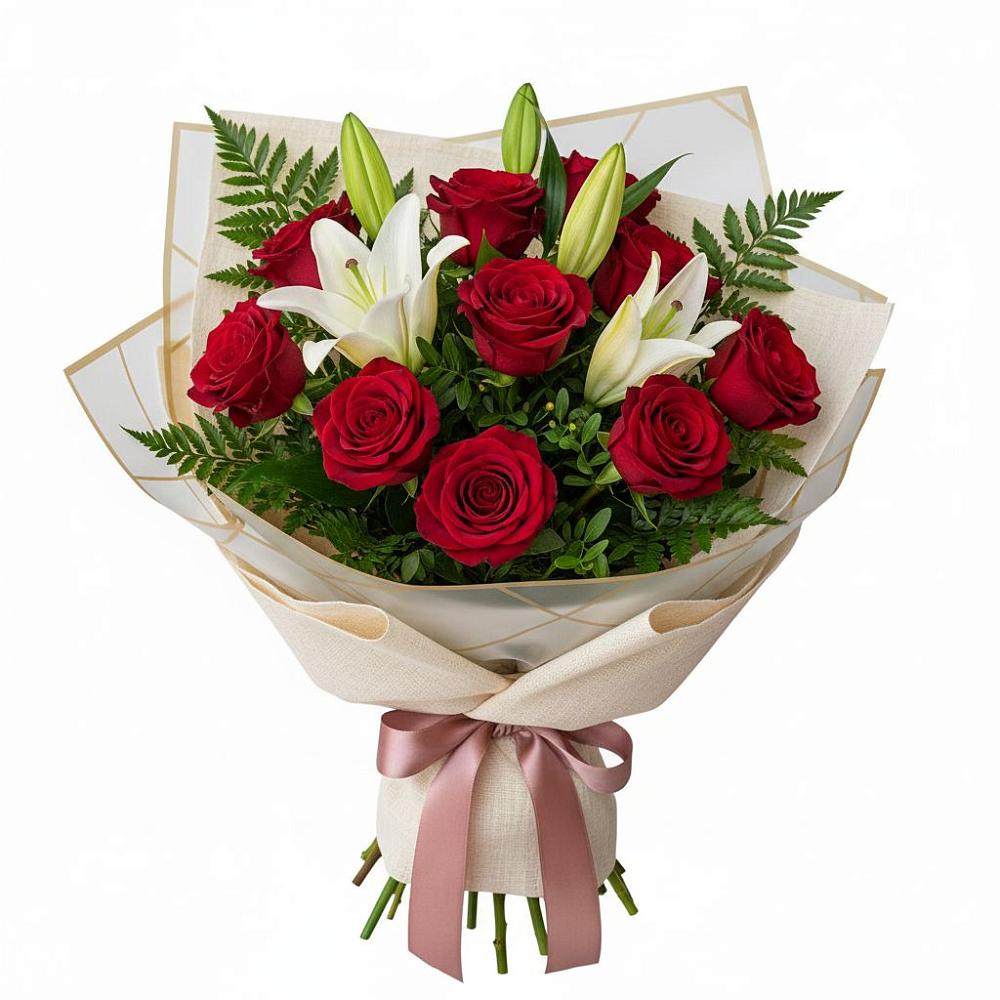 Букет цветов из: Лилии и Розы в Кривянской