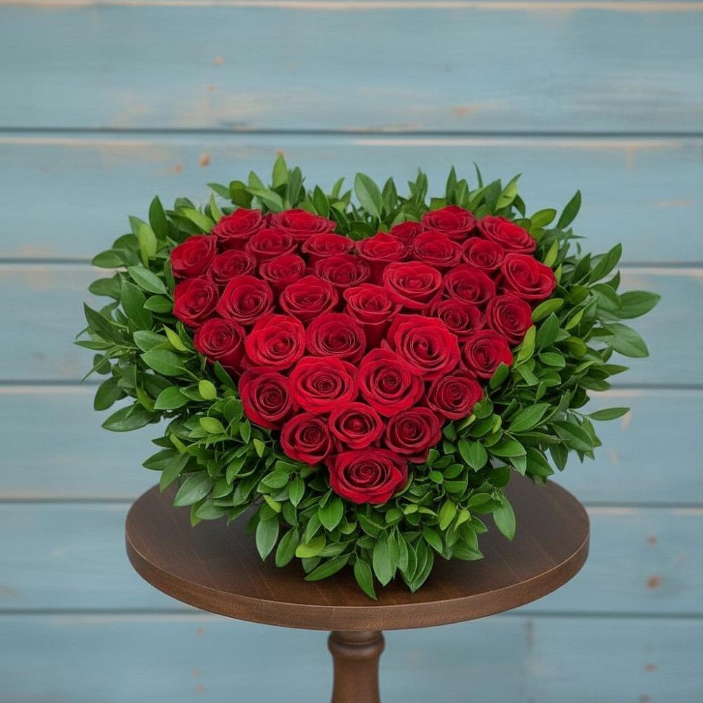 Цветочная композиция из Розы в виде сердца в Кривянской