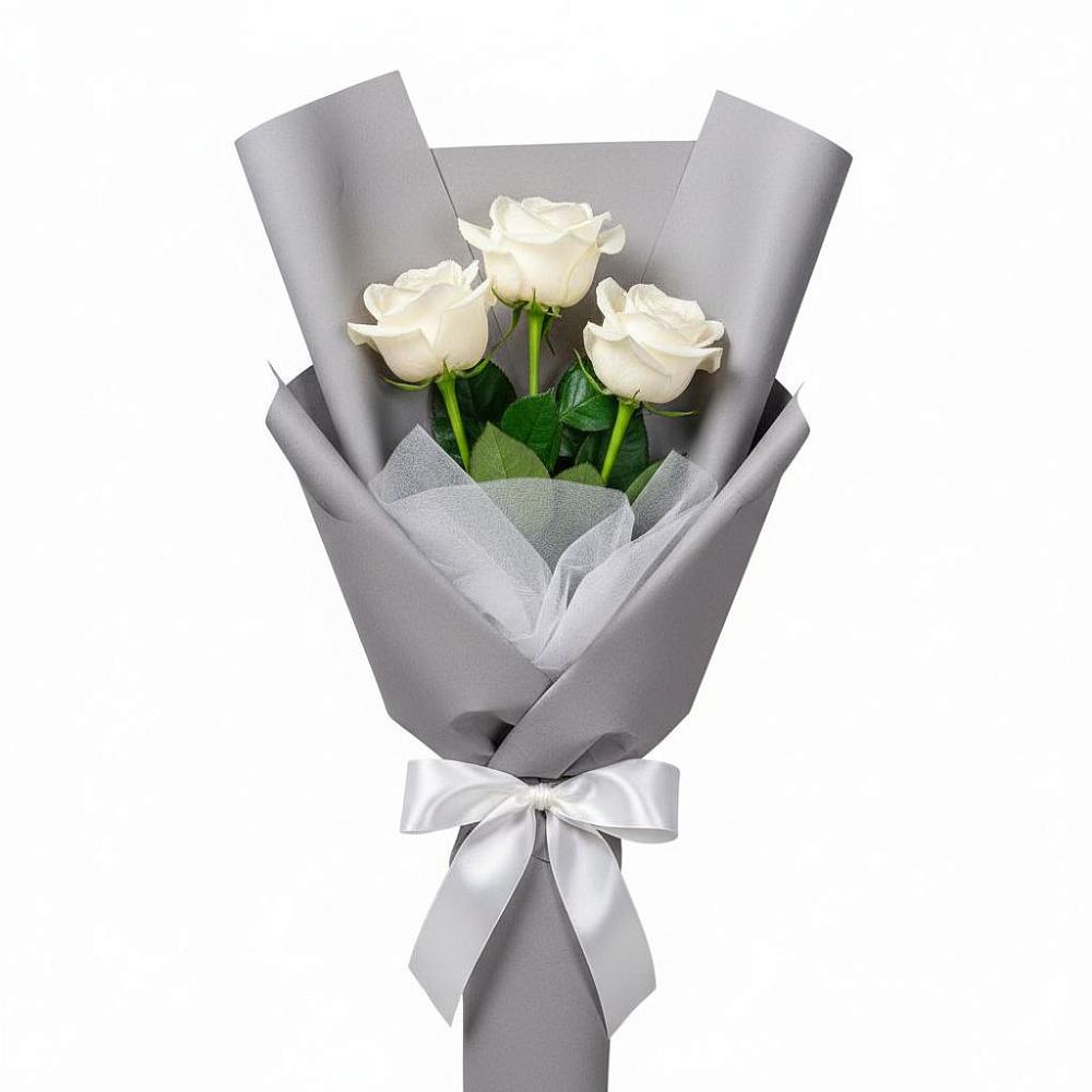 Букет 3 белые розы в Кривянской