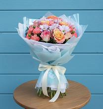 Букет цветов из:  Хризантемы и Розы в Кривянской