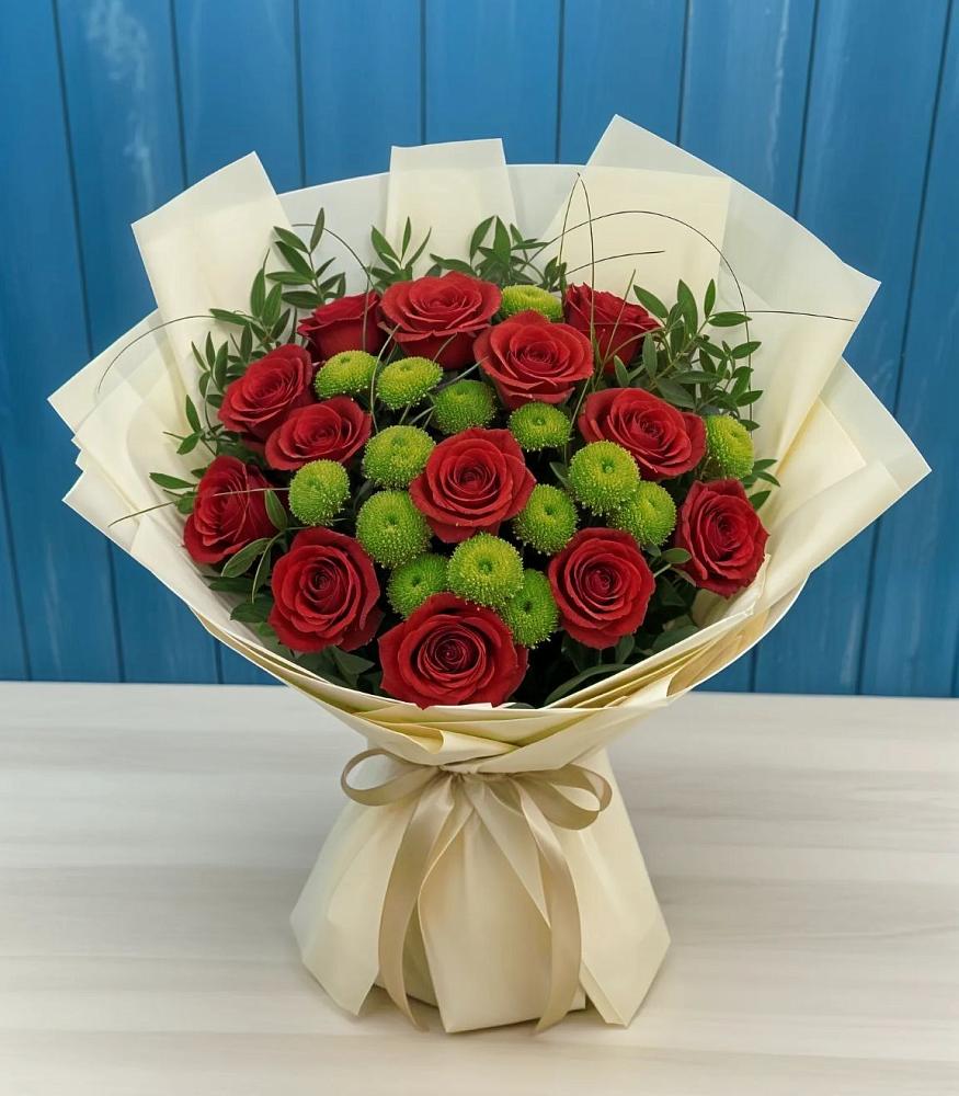 Букет цветов из: Розы и Хризантемы в Кривянской