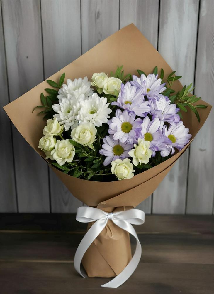 Букет цветов из: Хризантемы и Розы в Кривянской